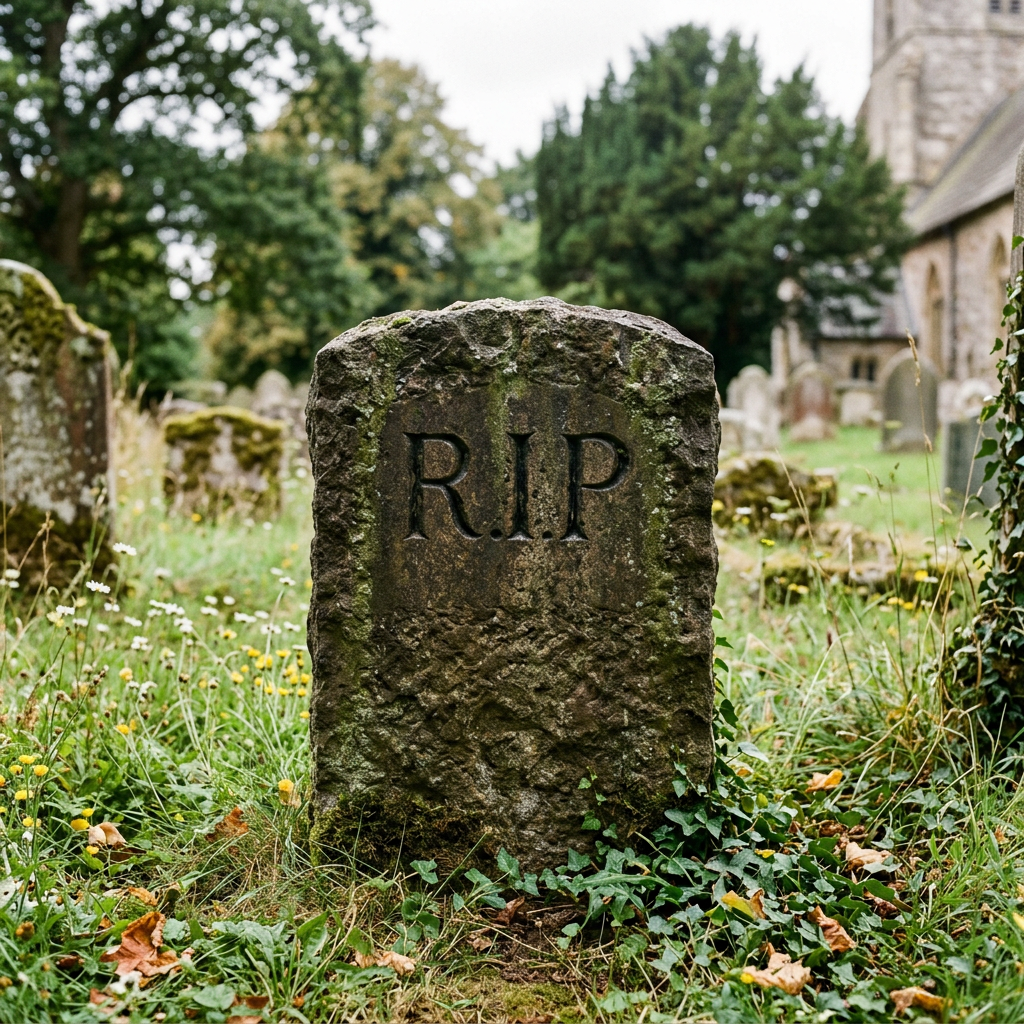 Gravestone with prominent RIP, no name